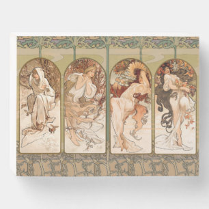 Alphonse Mucha Four Seasons 1897 Art Nouveau Panel Wooden Box Sign