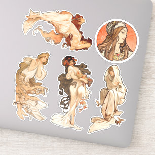 Alphonse Mucha Four Seasons and Bonus Circle Sticker
