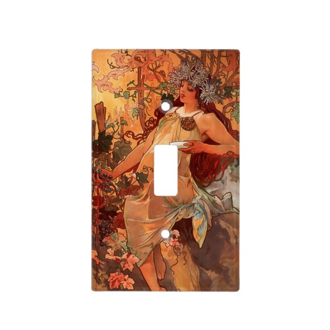 Alphonse Mucha, Four Seasons, Autumn Light Switch Cover (Front)