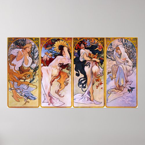 Alphonse Mucha Four Seasons Poster