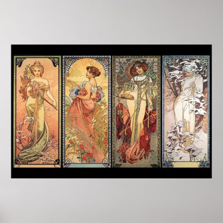 Alphonse Mucha Four Seasons Poster