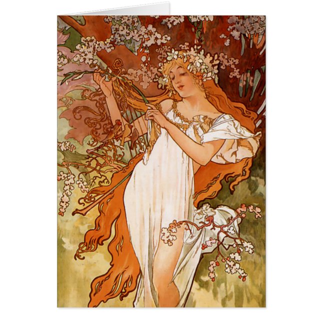 Alphonse Mucha, Four Seasons, Spring Cards (Front)