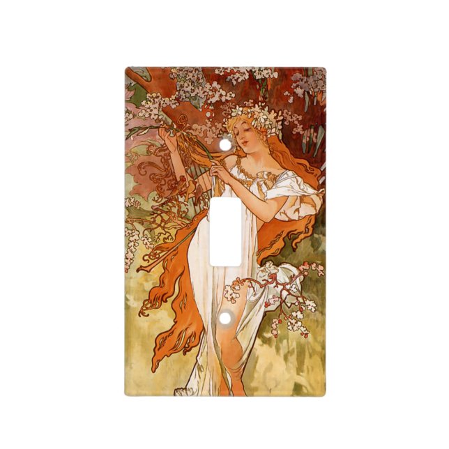 Alphonse Mucha, Four Seasons, Spring Light Switch Cover (Front)