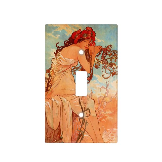 Alphonse Mucha, Four Seasons, Summer Light Switch Cover (Front)
