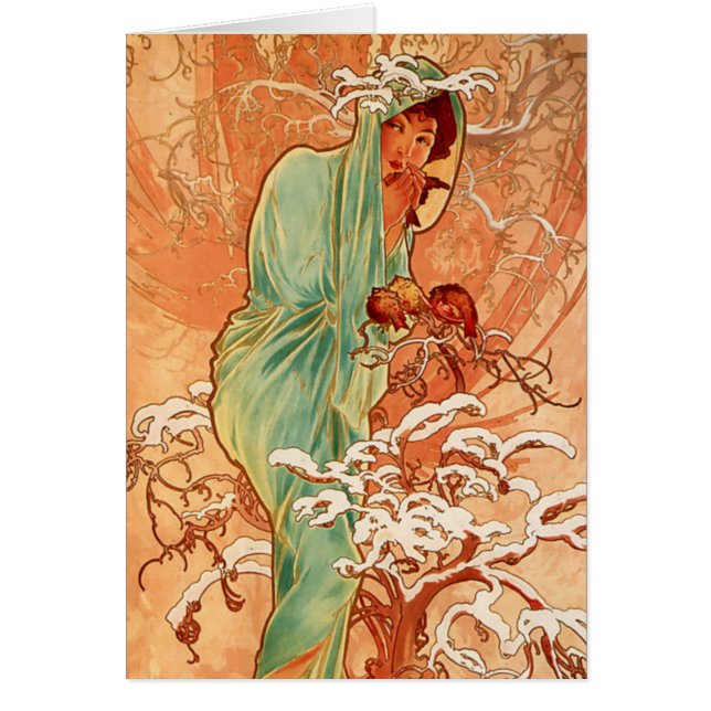 Alphonse Mucha, Four Seasons, Winter Cards (Front)