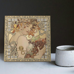 Alphonse Mucha Fruit Art Nouveau Vintage Ceramic Tile