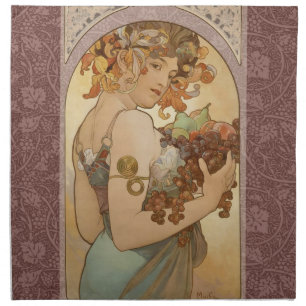 Alphonse Mucha Fruit Art Nouveau Vintage Maiden Cloth Napkin