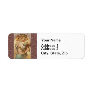Alphonse Mucha Fruit Art Nouveau Vintage Maiden Label