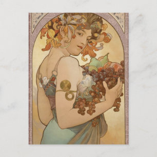 Alphonse Mucha Fruit Art Nouveau Vintage Maiden Postcard