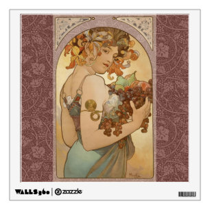 Alphonse Mucha Fruit Art Nouveau Vintage Maiden Wall Sticker