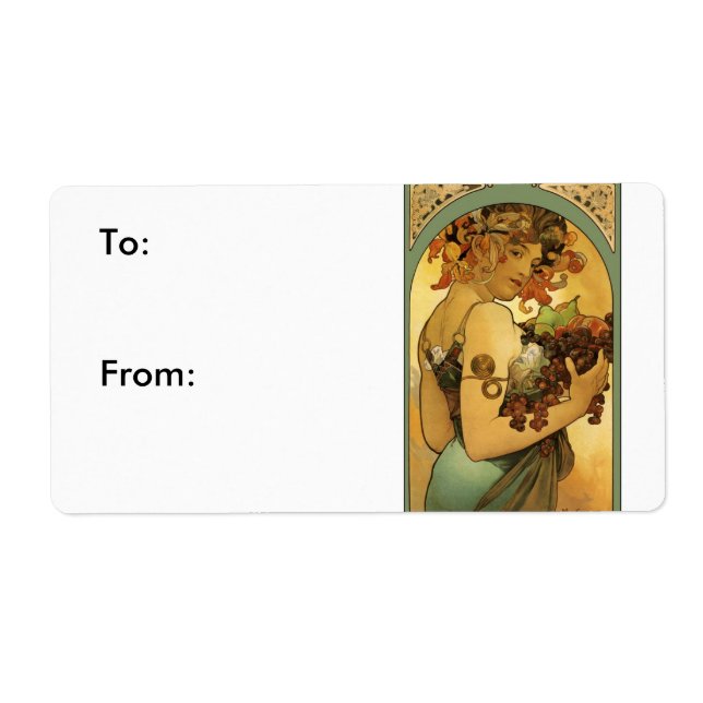 Alphonse Mucha Fruit Painting Label (Front)