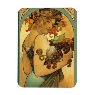 Alphonse Mucha Fruit Painting Magnet