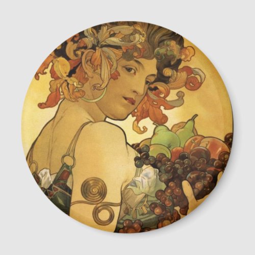 Alphonse Mucha Fruit Painting Magnet