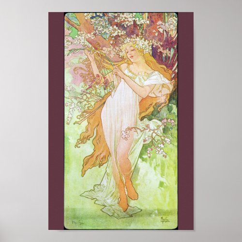 Alphonse Mucha Girl In Garden Art Nouveau Print