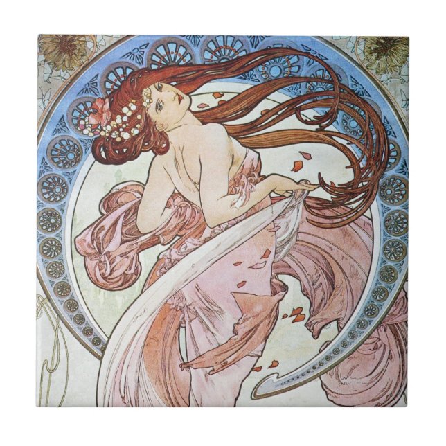Alphonse Mucha Goddess Ceramic Tile (Front)