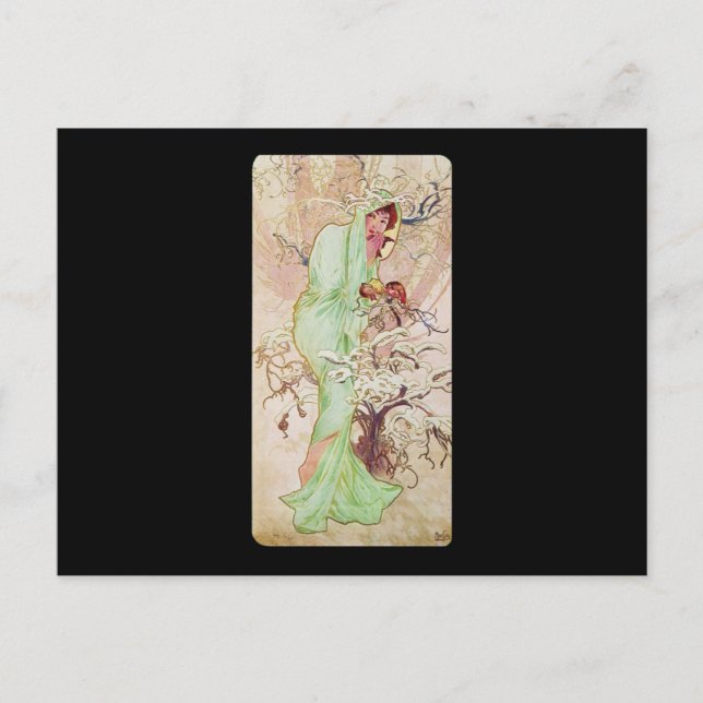 Alphonse Mucha Hiver Winter Postcard (Front)