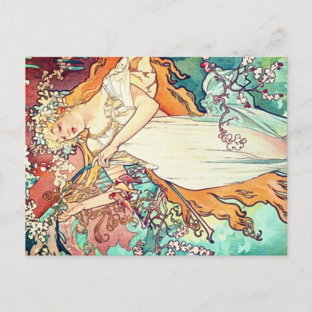 Alphonse Mucha  Holiday Postcard (Front)