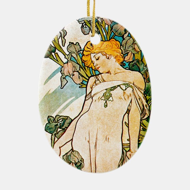 Alphonse Mucha - Iris WB Ceramic Ornament (Back)