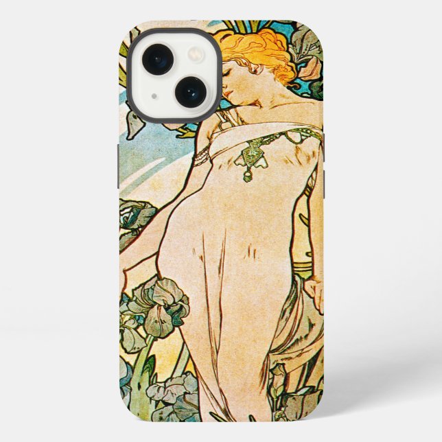 Alphonse Mucha - Iris WB Iphone Case (Back)