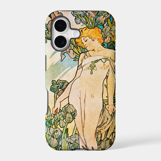 Alphonse Mucha - Iris WB Iphone Case (Back)