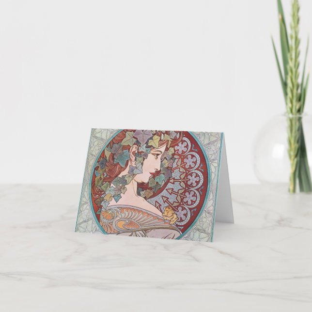 Alphonse Mucha Ivy Art Nouveau Note Cards Foldover (Front)