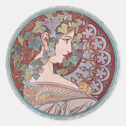 Alphonse Mucha Ivy Art Nouveau Stickers