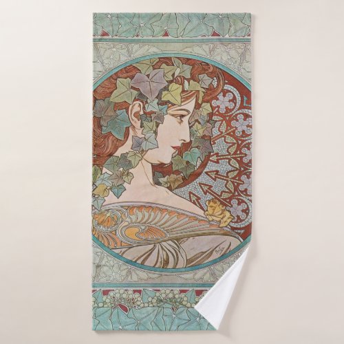 Alphonse Mucha _ Ivy Bath Towel