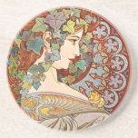 Alphonse Mucha Ivy Drink Coaster