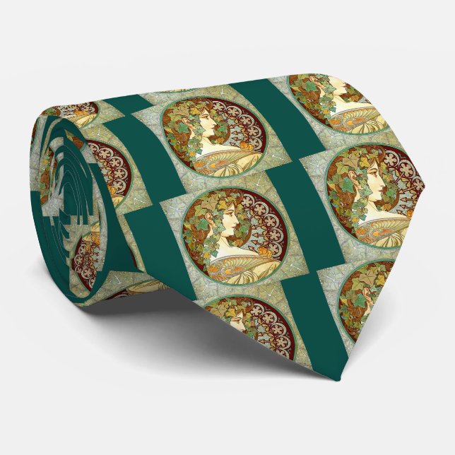 Alphonse Mucha , “ Ivy ” Neck Tie (Rolled)