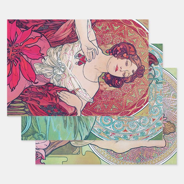 Alphonse Mucha, Jewels Wrapping Paper Sheets (Set)