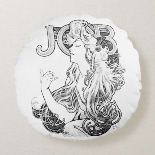 Alphonse Mucha JOB ISOGS Round Pillow