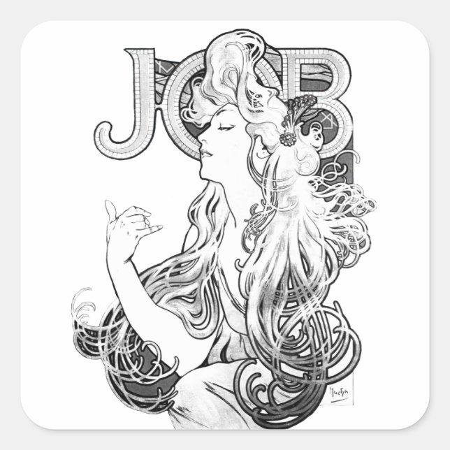 Alphonse Mucha JOB ISOGS Square Sticker (Front)