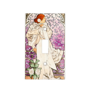Alphonse Mucha La Dame 1896 Art Nouveau Vintage Light Switch Cover