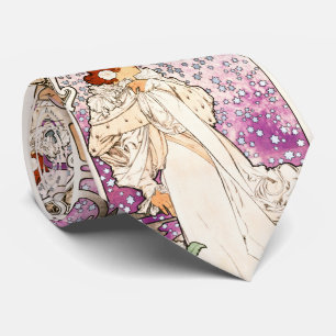 Alphonse Mucha La Dame 1896 Art Nouveau Vintage Neck Tie
