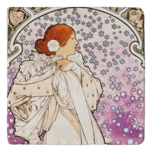 Alphonse Mucha La Dame 1896 Art Nouveau Vintage Trivet