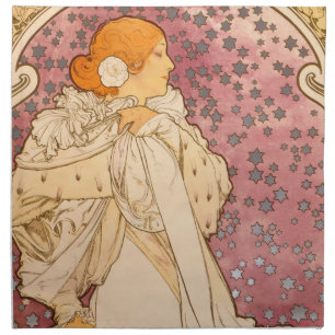 Alphonse Mucha La Dame Aux Camelias: Art Nouveau Cloth Napkin