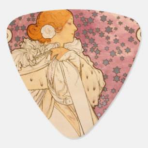 Alphonse Mucha La Dame Aux Camelias: Art Nouveau Guitar Pick