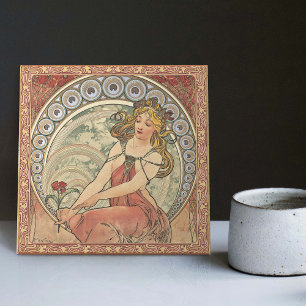 Alphonse Mucha La Peinture Art Nouveau Vintage Ceramic Tile