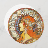 Alphonse Mucha La Plume Zodiac Art Nouveau Vintage (Front/Back)