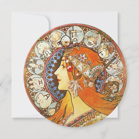 Alphonse Mucha La Plume Zodiac Art Nouveau Vintage (Front)
