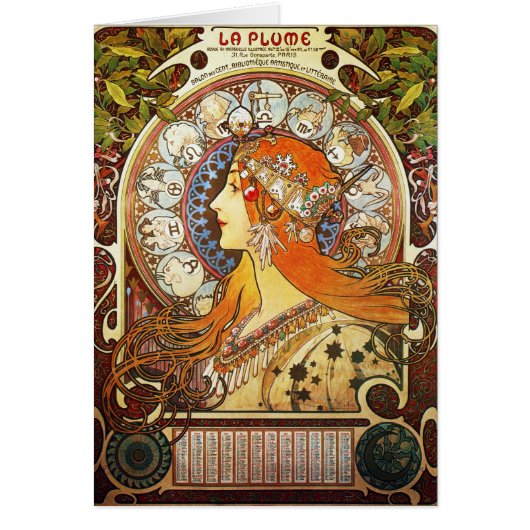Alphonse Mucha La Plume Zodiac Art Nouveau Vintage (Front)