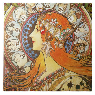 Art Nouveau Alphonse Mucha Illustration Ceramic wall Tile 6 X 6 Inches # 0011 