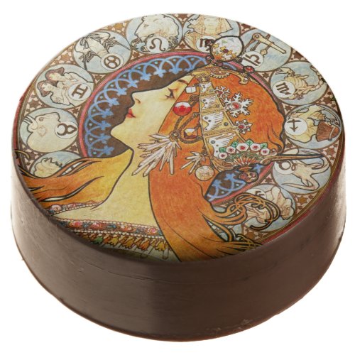 Alphonse Mucha La Plume Zodiac Art Nouveau Vintage Chocolate Dipped Oreo