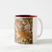 Alphonse Mucha La Plume Zodiac Art Nouveau Vintage Two-Tone Coffee Mug (Front Right)