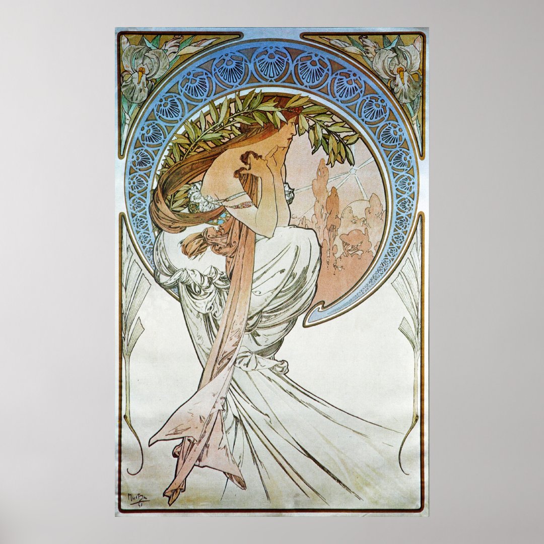 Alphonse Mucha. La Poesie/Poetry, 1898 Poster | Zazzle