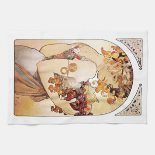 Alphonse Mucha Lady With Fruit Kitchen Towel