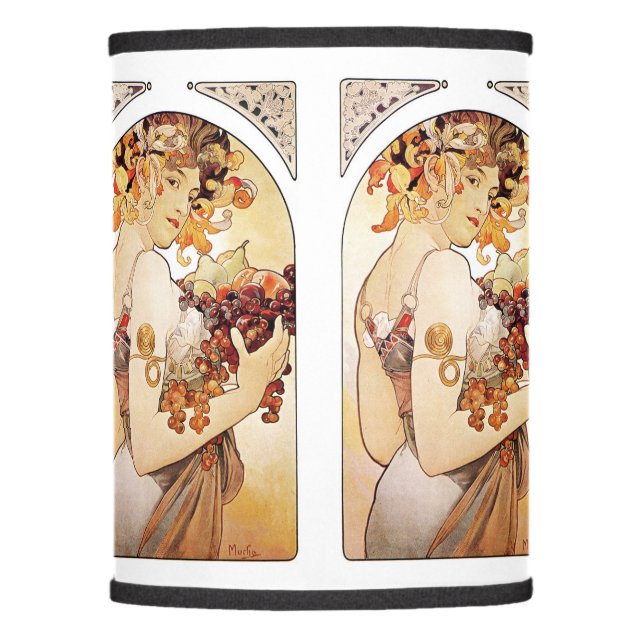 Alphonse Mucha Lady With Fruit Lamp Shade (Front)
