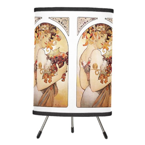 Alphonse Mucha Lady With Fruit Tripod Lamp