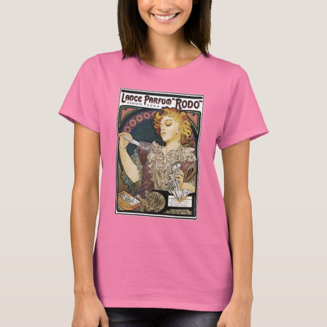 Alphonse Mucha- Lance Parfum "Rodo" - Perfume Ad T-Shirt (Front)