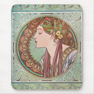 Alphonse Mucha Laurel Art Nouveau Mousepad